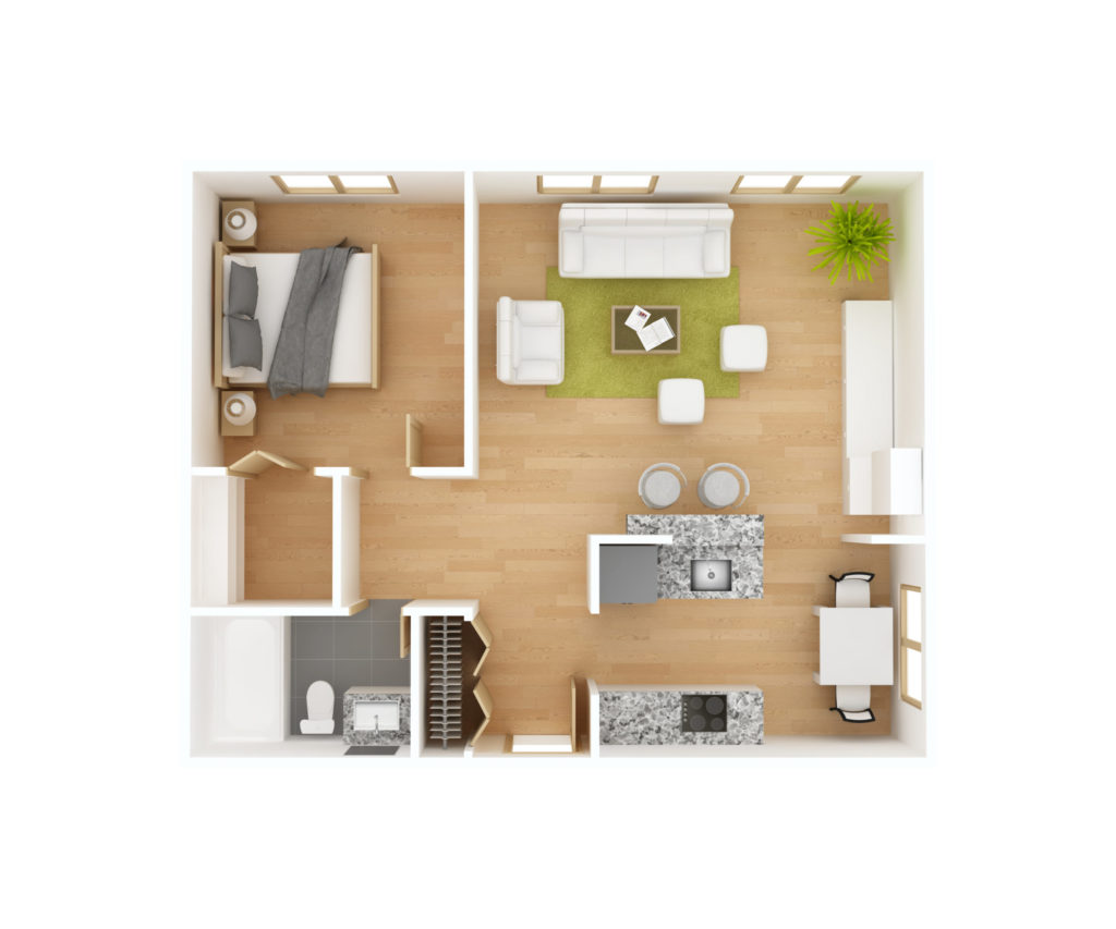 Plan 2 - 1 Bedroom Floorplan Image